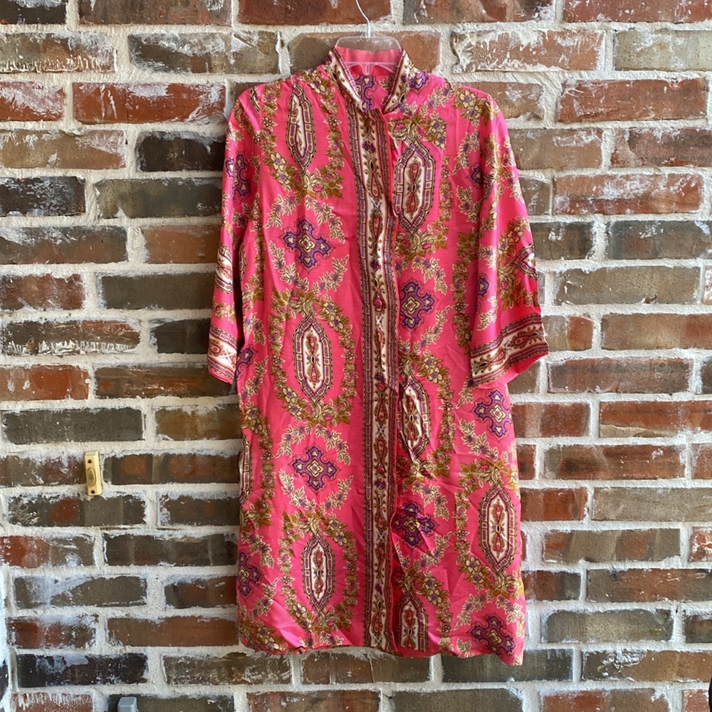 Vintage Diana Dean by Julius Lonschein  Pink Floral Silk Dress